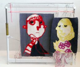 This is a tapestry with my own textile drawings/badges as motif/appropriated material
